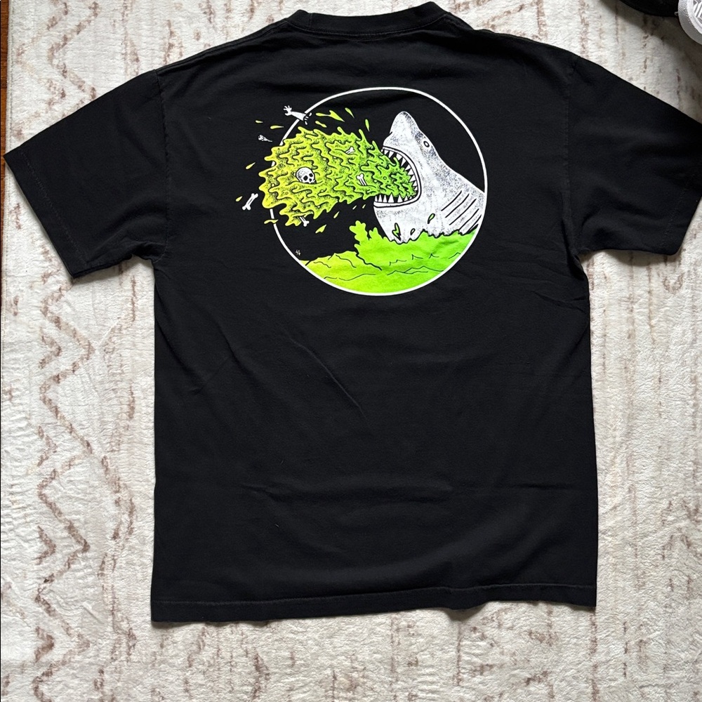 Black Graphic Tee with Green Design